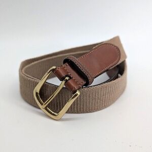 Torino Leather Vintage Canvas & Leather Belt Made in USA 1990s Prep Brass Buckle